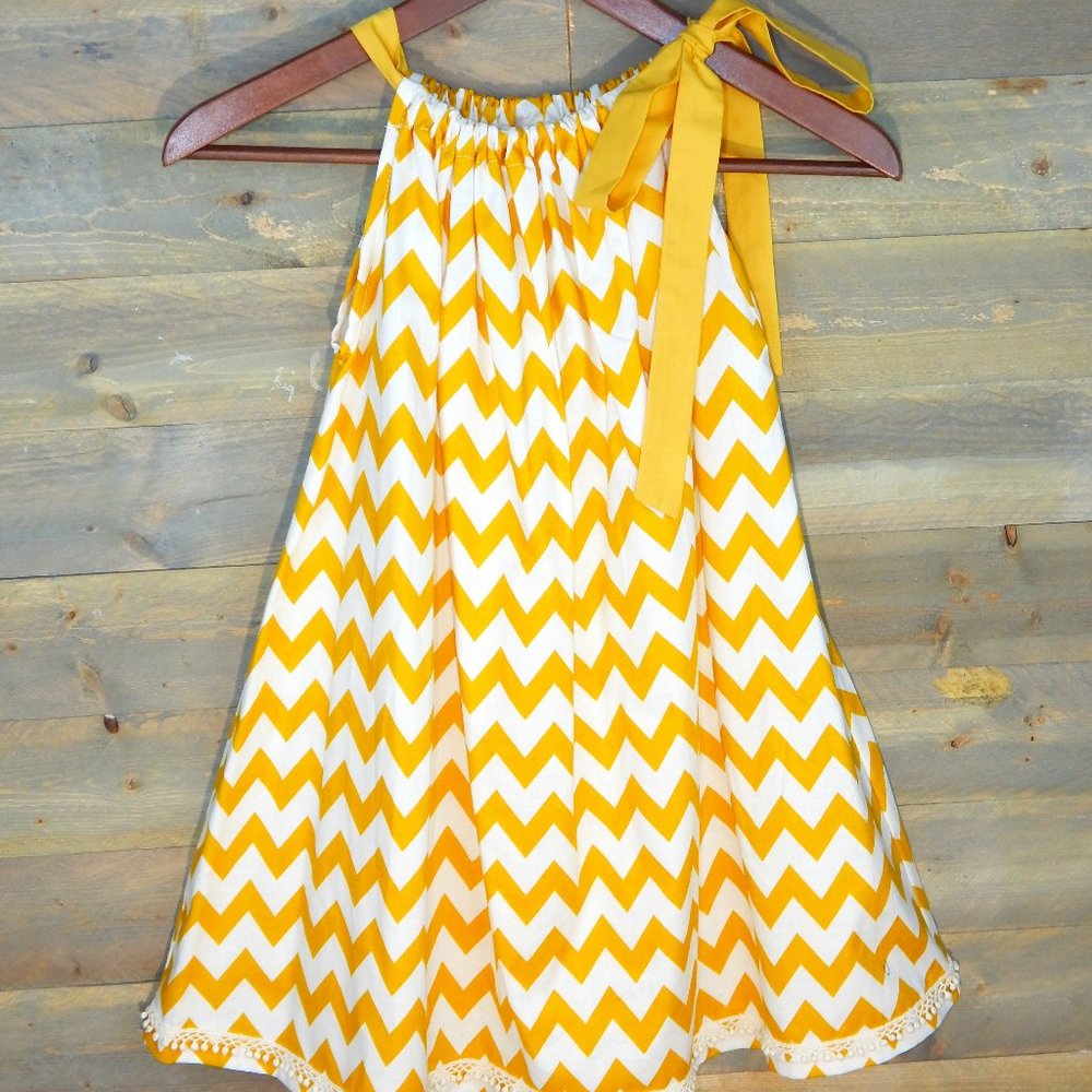 Pillowcase Style Dress Yellow Chevron Print